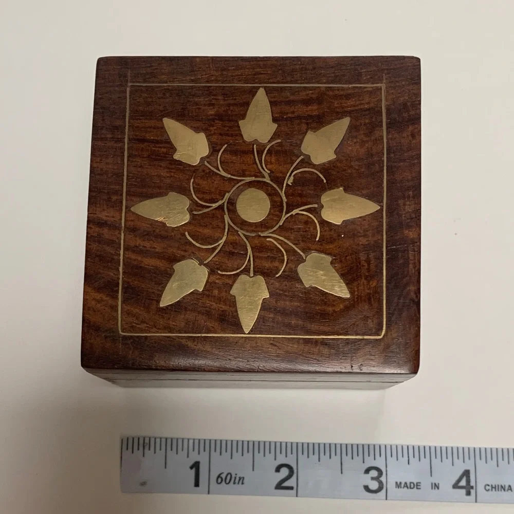 Handcrafted Jewelry Wooden Box with Natural finish.Used in great condition. 3x3.